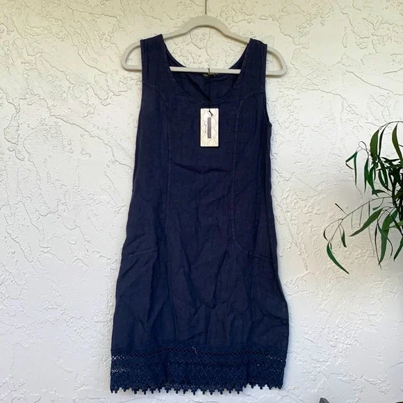 Lungo L'Arno | Dresses | Nwt Lungo Larno Linen Summer Dress Lace Hem 0 Linen  And 100 Cotton Lace Hem | Poshmark